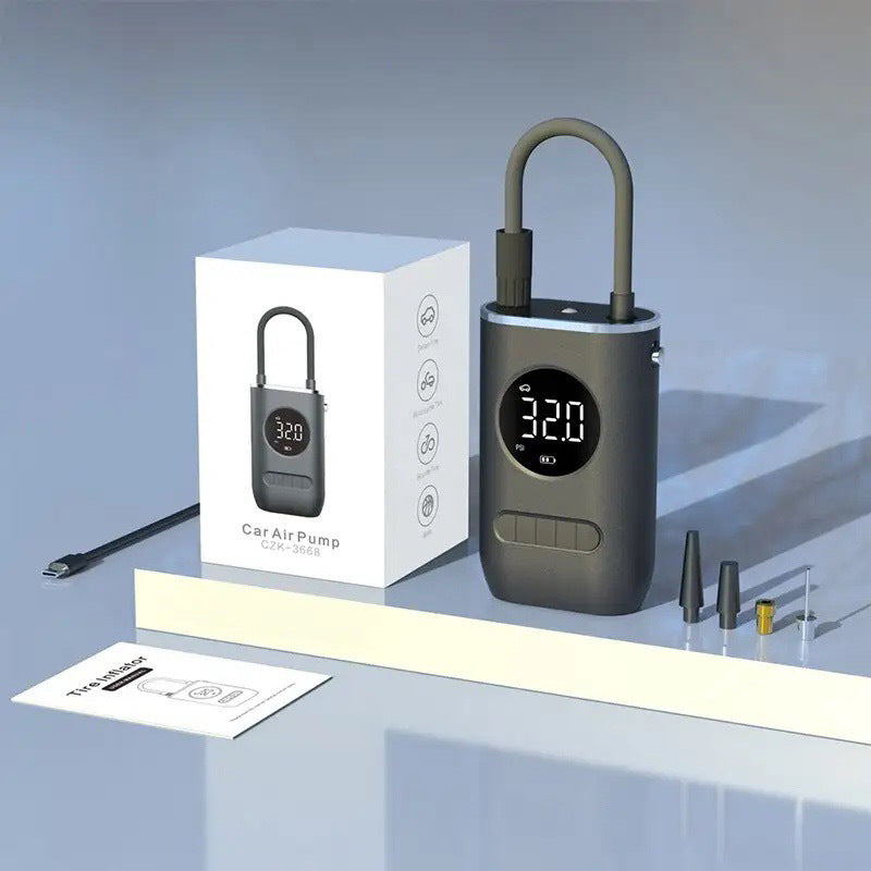 Portable mini pump with multipurpose rechargeable battery (car, motorcycles, bicycles, balls, etc...)