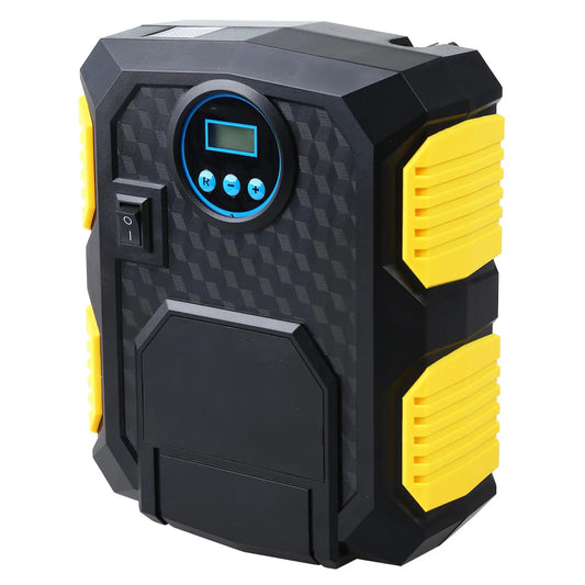 Portable air compressor 12V 150 psi for bicycles, motorcycles and cars.