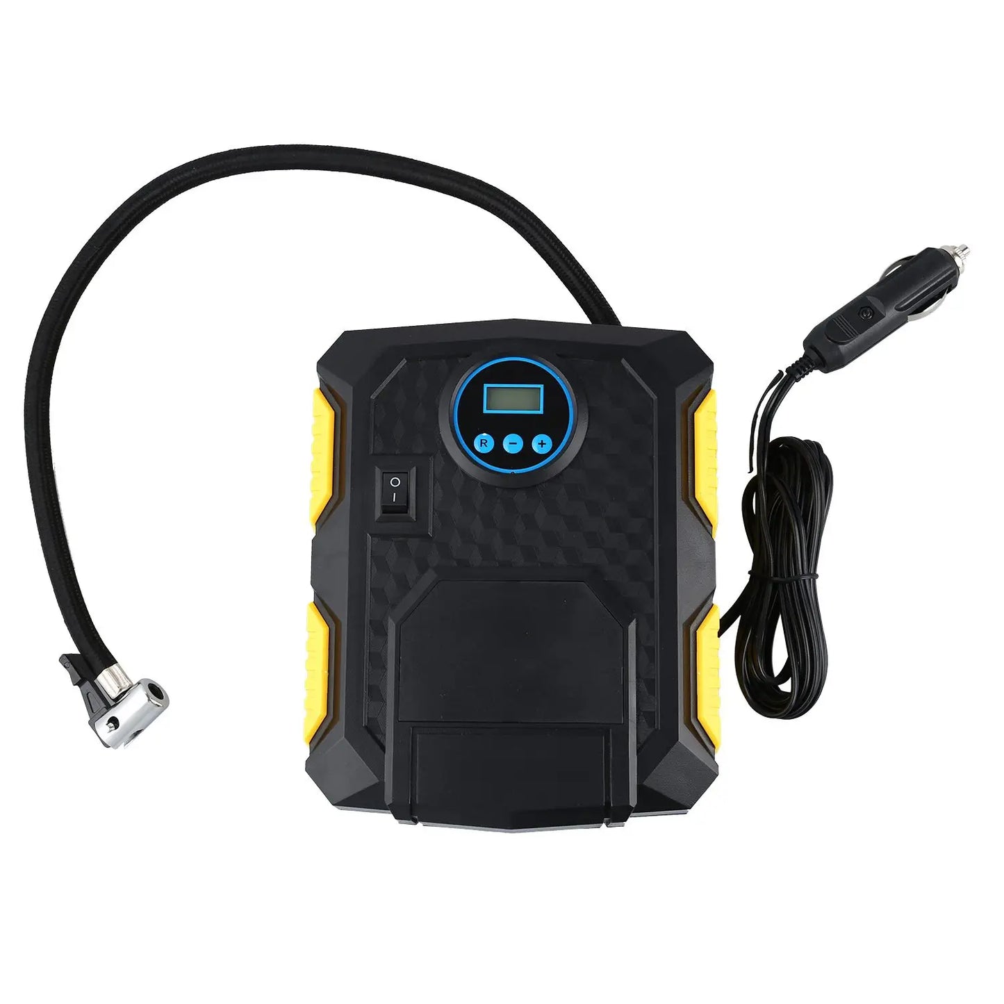 Portable air compressor 12V 150 psi for bicycles, motorcycles and cars.