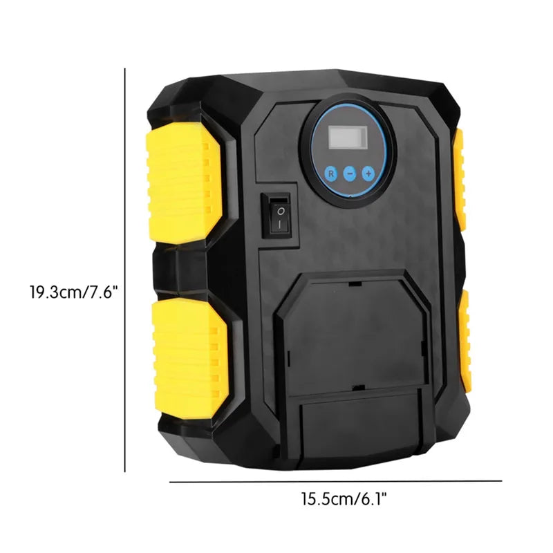 Portable air compressor 12V 150 psi for bicycles, motorcycles and cars.